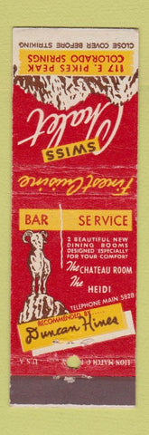 Matchbook Cover - Swiss Chalet Colorado Springs