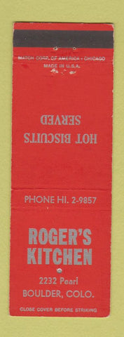 Matchbook Cover - Roger's Kitchen Boulder Colorado biscuits
