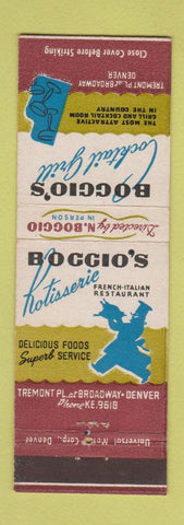 Matchbook Cover - Boggio's Rotisserie Denver Colorado