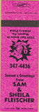 Matchbook Cover - Sam Sheila Fletcher Sharon PA pink