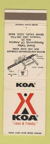 Matchbook Cover - KOA Camping Grand Valley Colorado