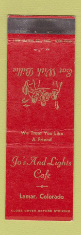 Matchbook Cover - Jo's and Li8ghts Cafe Lamar Colorado WEAR
