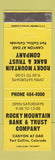Matchbook Cover - Rocky Mountain Bank and Trust Fort Collins Colorado