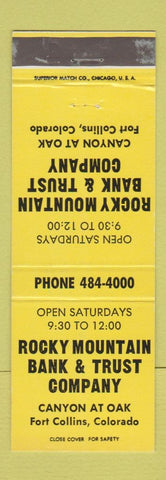 Matchbook Cover - Rocky Mountain Bank and Trust Fort Collins Colorado