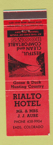 Matchbook Cover - Rialto Hotel Eads Colorado