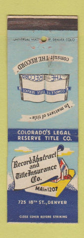 Matchbook Cover - Record Abstract Title Insurance Denver Colorado