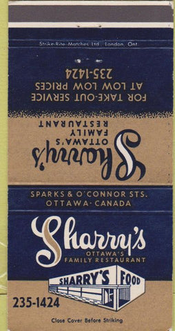 Matchbook Cover - Sharry's Restaurant Ottawa 30 Strike
