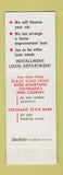 Matchbook Cover - Colorado State Bank Denver Colorado