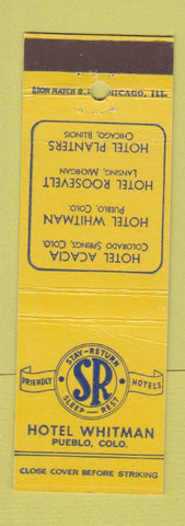 Matchbook Cover - Hotel Whitman Pueblo Colorado