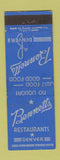 Matchbook Cover - Bennetts Restaurant Denver Colorado