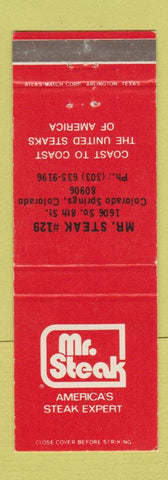 Matchbook Cover - Mr Steak Colorado Springs