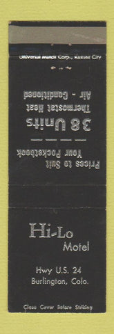 Matchbook Cover - Hi Lo Motel Burlington Colorado
