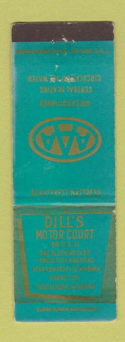 Matchbook Cover - Dill's Motor Court Motel Tuscaloosa AL