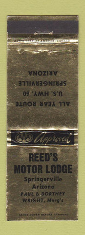 Matchbook Cover - Reed's Motor Lodge Springerville AR WEAR