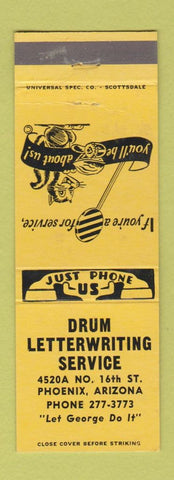 Matchbook Cover - Drum Letter Writing Service Phoenix AZ