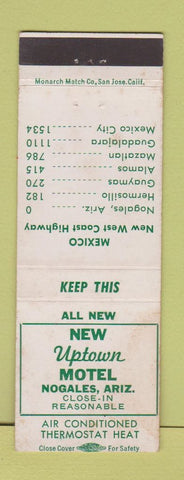 Matchbook Cover - Uptown Motel Nogales AZ STAINED