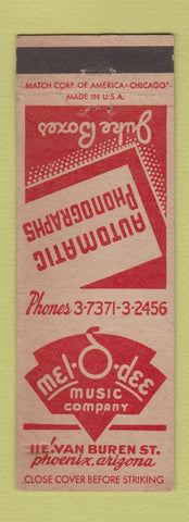 Matchbook Cover - Mel O Dee Music Company Phoenix AZ Juke Boxes