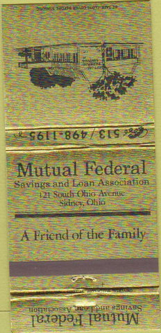 Matchbook Cover - Mutual Federal Bank Sidney OH 30 Strike