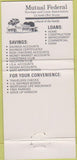 Matchbook Cover - Mutual Federal Bank Sidney OH 30 Strike