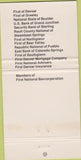 Matchbook Cover - First Bank of Northglenn CO 30 Strike
