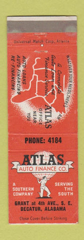Matchbook Cover - Atlas Auto Finance Decatur AL WEAR