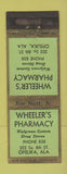 Matchbook Cover - Wheeler's Drug Opelika AL low phone # Walgreens