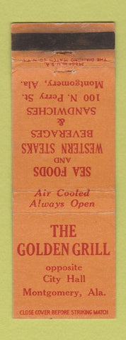 Matchbook Cover - Golden Grill Montgomery AL WEAR