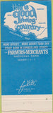Matchbook Cover - Farmers Merchants Bank Bridgeton NJ