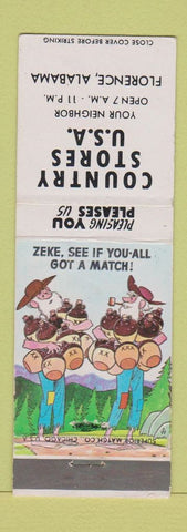 Matchbook Cover - Country Stores USA Florence AL Hillbilly