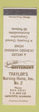 Matchbook Cover - Traylor's Nursing Home Lafayette AL