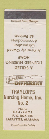 Matchbook Cover - Traylor's Nursing Home Lafayette AL