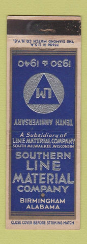 Matchbook Cover - Southern Line Material Company Birmingham AL 1940 WEAR