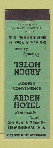 Matchbook Cover - Arden Hotel Birmingham AL