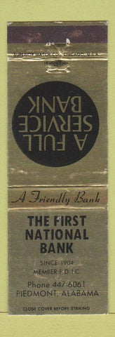 Matchbook Cover - First National Bank Piedmont AL WEAR