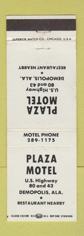 Matchbook Cover - Plaza Motel Demopolis AL