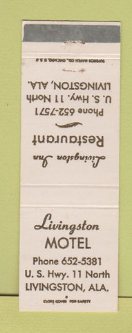 Matchbook Cover - Livinston Motel Restaurant AL