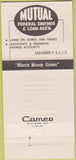 Matchbook Cover - Mutual Federal Savings Sidney OH 30 Strike