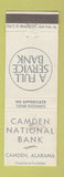 Matchbook Cover - Camden National Bank Camden AL