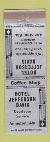 Matchbook Cover - Hotel Jefferson Davis Anniston AL