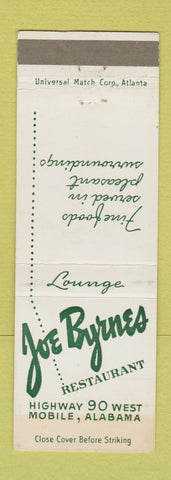 Matchbook Cover - Joe Byrnes Restaurant Mobile AL WEAR