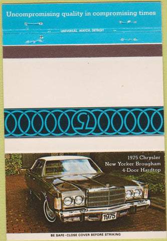Matchbook Cover - 1975 Chrysler New Yorker BLANK CREASE 40 Strike