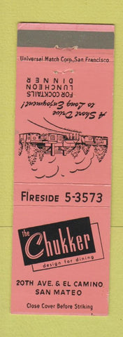 Matchbook Cover - Chukker Restaurant San Mateo CA