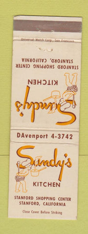 Matchbook Cover - Sundy's Kitchen Stanford CA