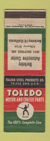 Matchbook Cover - Toledo Auto Parts Berkeley CA WORN