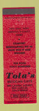 Matchbook Cover - Tola's Mexican Cafe San Carlos CA