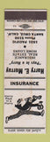 Matchbook Cover - Harry Murray Insurance Santa Cruz CA WORN