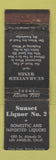 Matchbook Cover - Sunset Liquor Los Angeles CA CROWN WORN