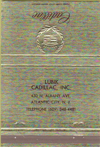 Matchbook Cover - Lubik Cadillac Atlantic City NJ 40 Strike