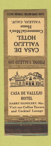 Matchbook Cover - Casa De Vellejo Hotel CA WEAR