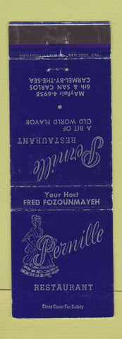 Matchbook Cover - Pernille Restaurant Carmel CA girlie